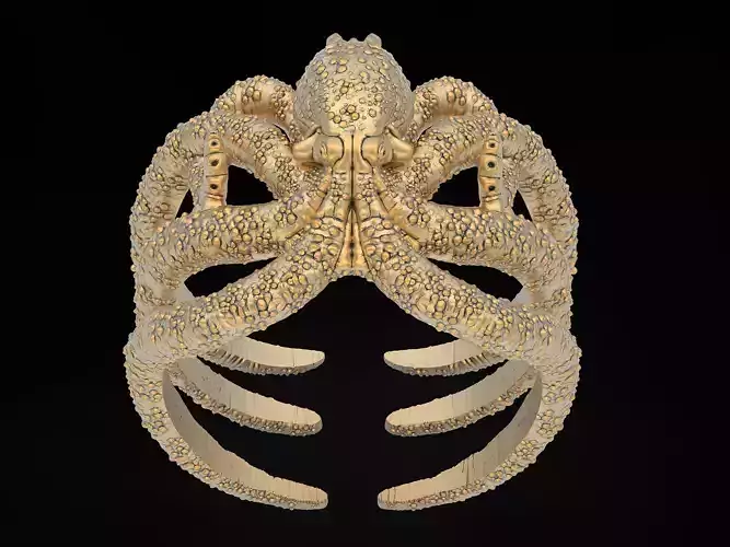 Octopus ring silver gold  jewelry printable 3D model
