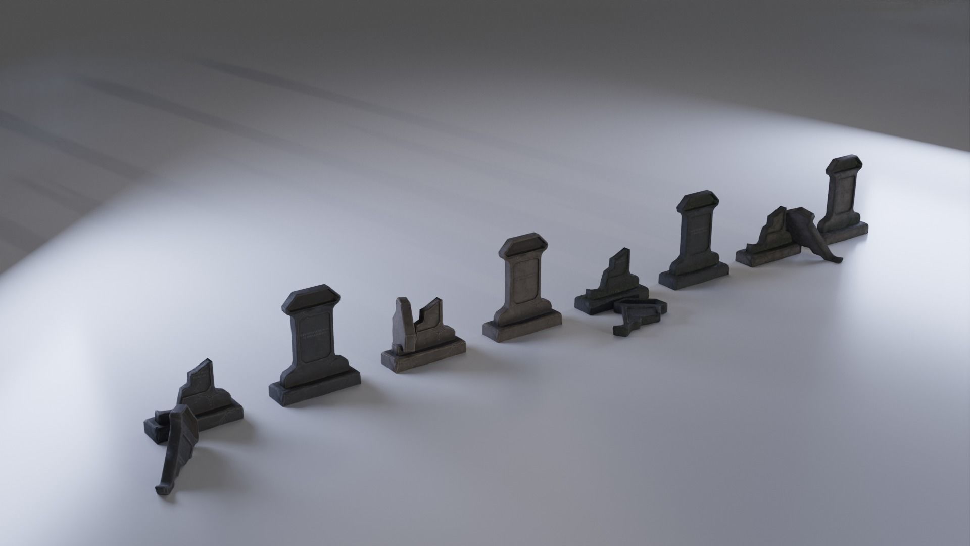 Hand Sculpted cemetery gravestones part 11 Low-poly 3D model_1