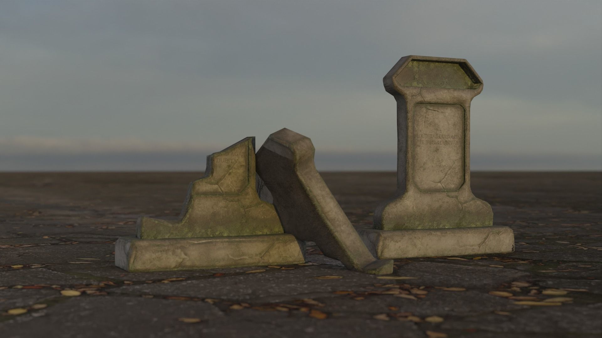 Hand Sculpted cemetery gravestones part 11 Low-poly 3D model_7