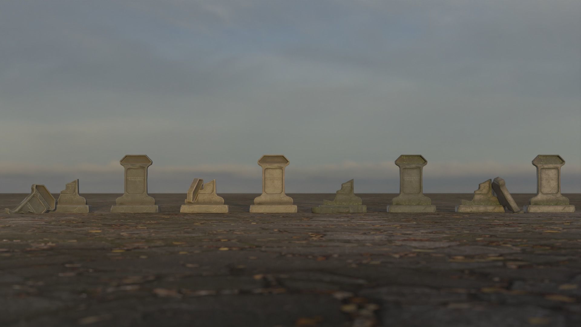 Hand Sculpted cemetery gravestones part 11 Low-poly 3D model_2