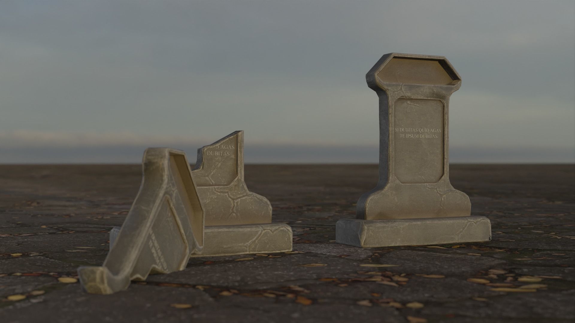 Hand Sculpted cemetery gravestones part 11 Low-poly 3D model_4