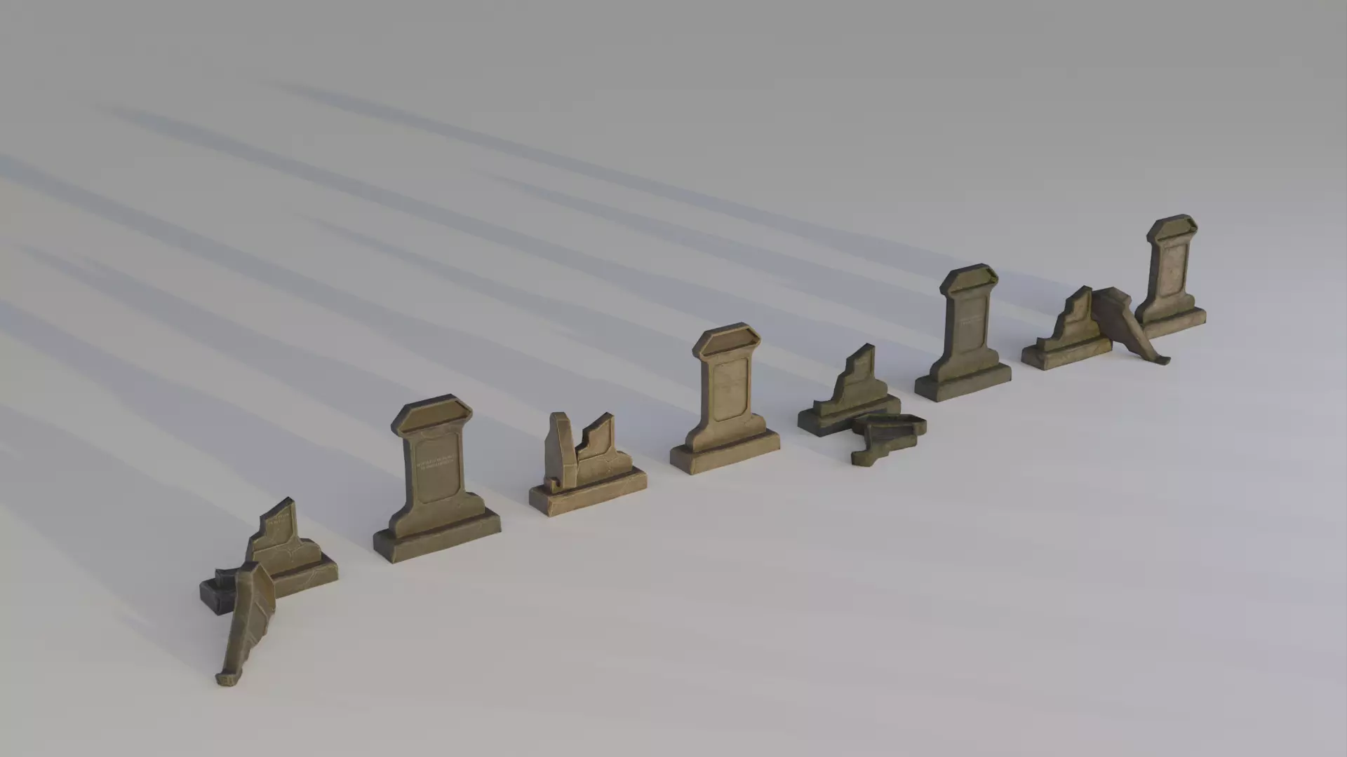 Hand Sculpted cemetery gravestones part 11 Low-poly 3D model_0