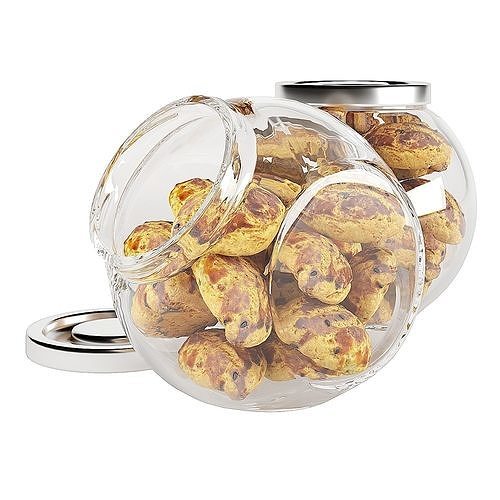 Glass jar cookie content 04 3D model 6