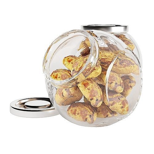 Glass jar cookie content 04 3D model 5