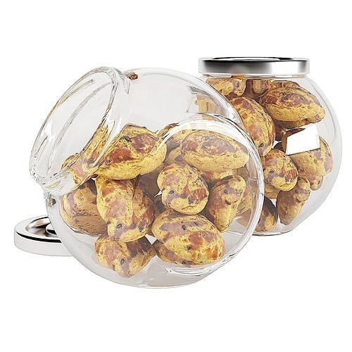 Glass jar cookie content 04 3D model 7