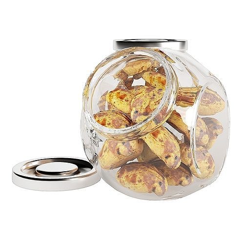 Glass jar cookie content 04 3D model 4