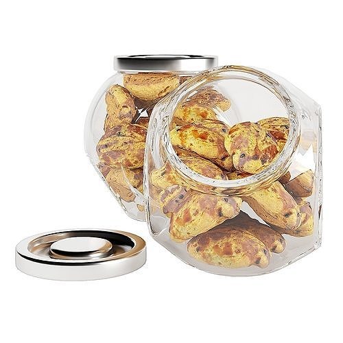 Glass jar cookie content 04 3D model 3