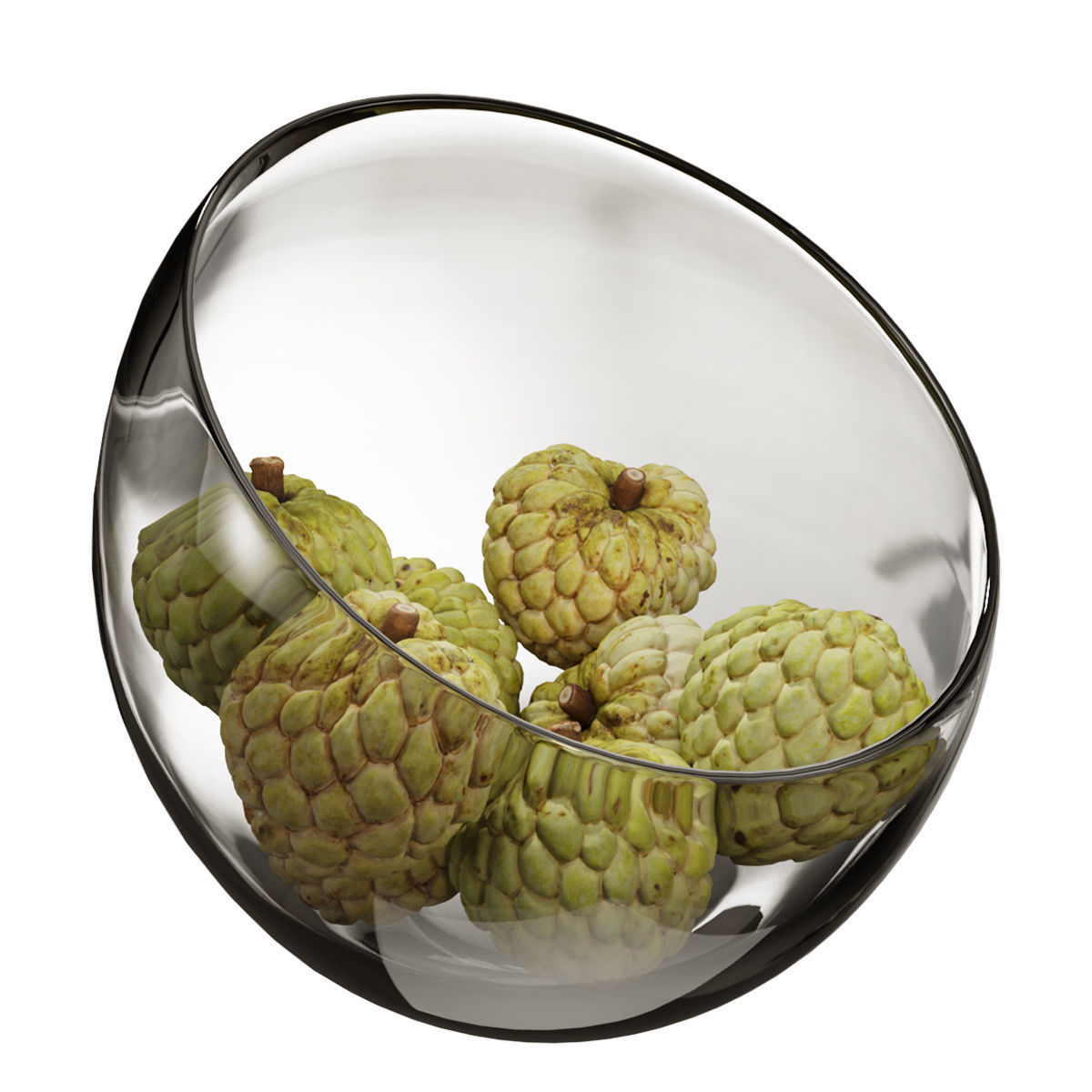 Large Slant Fruit Bowl Annona squamosa 3D model_2