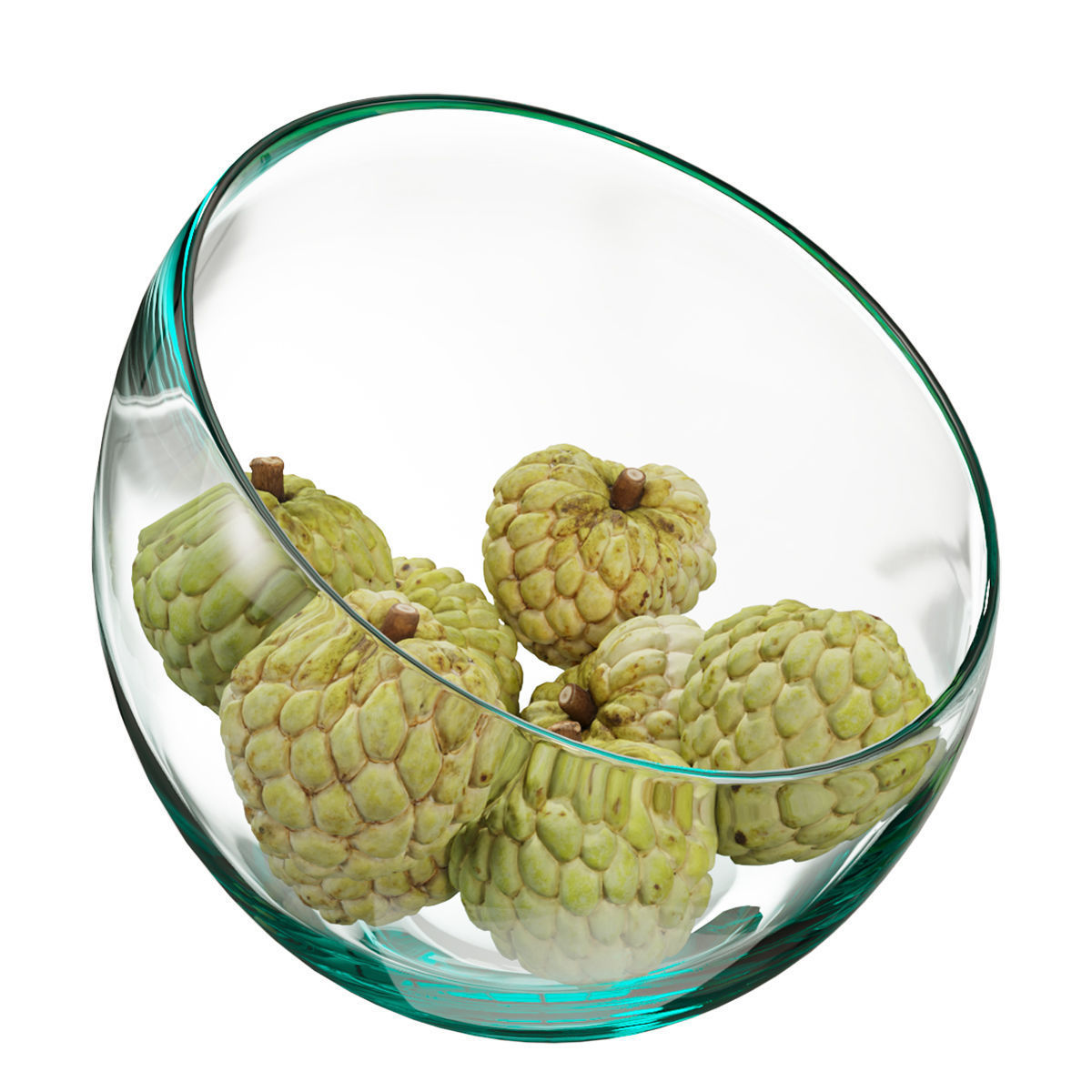Large Slant Fruit Bowl Annona squamosa 3D model_1