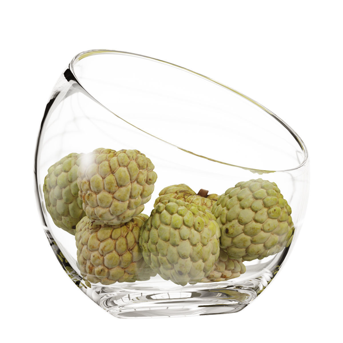 Large Slant Fruit Bowl Annona squamosa 3D model_4
