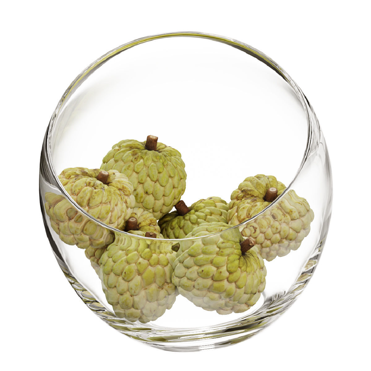 Large Slant Fruit Bowl Annona squamosa 3D model_5