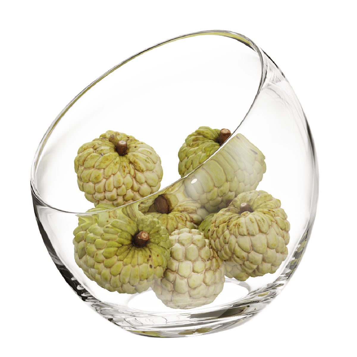 Large Slant Fruit Bowl Annona squamosa 3D model_6