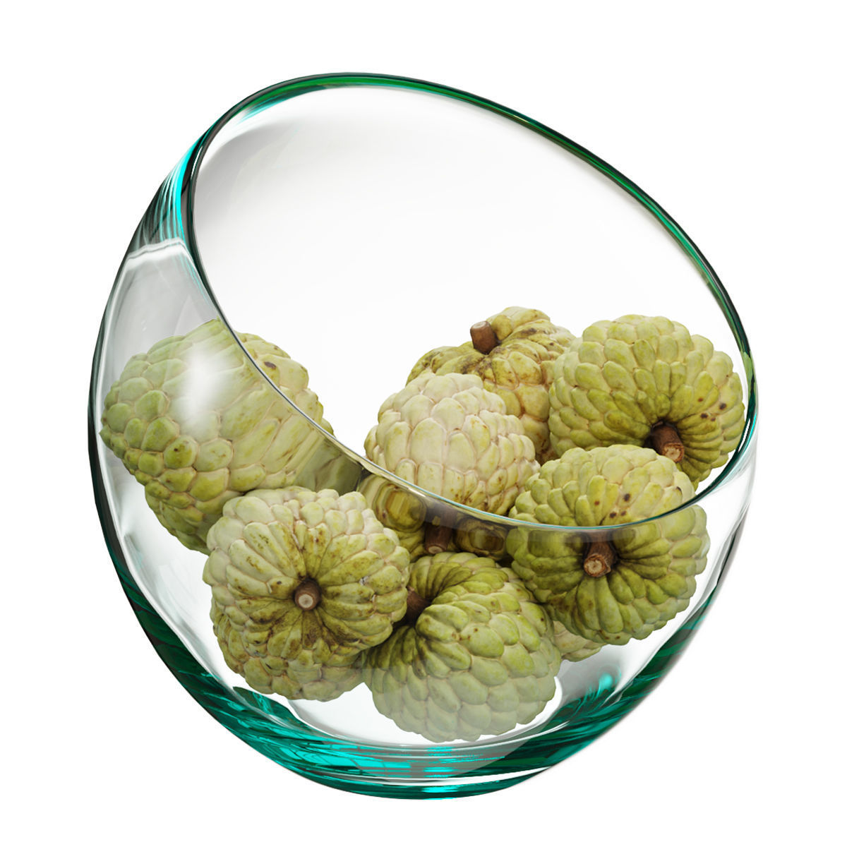 Large Slant Fruit Bowl Annona squamosa 02 3D model_1