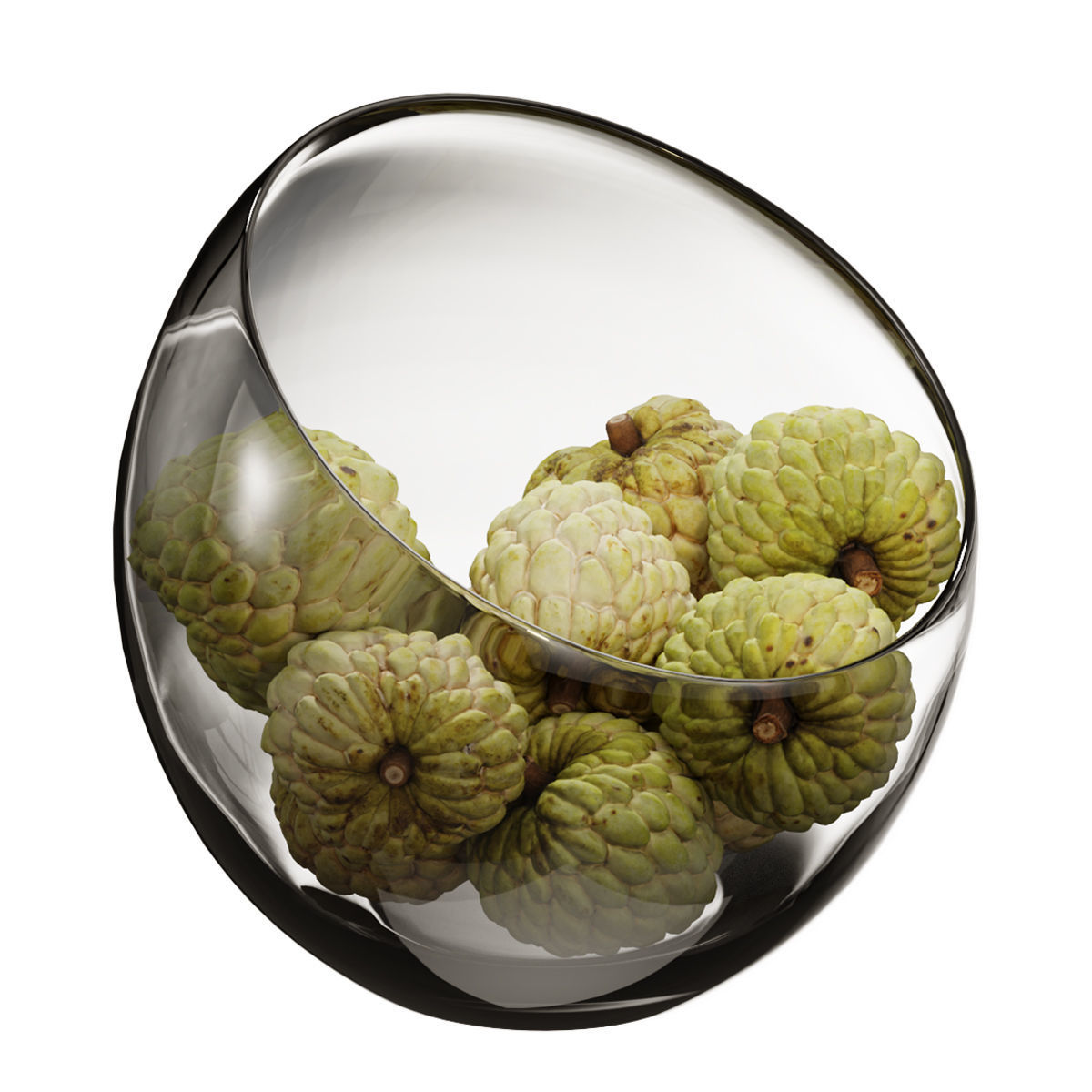 Large Slant Fruit Bowl Annona squamosa 02 3D model_2