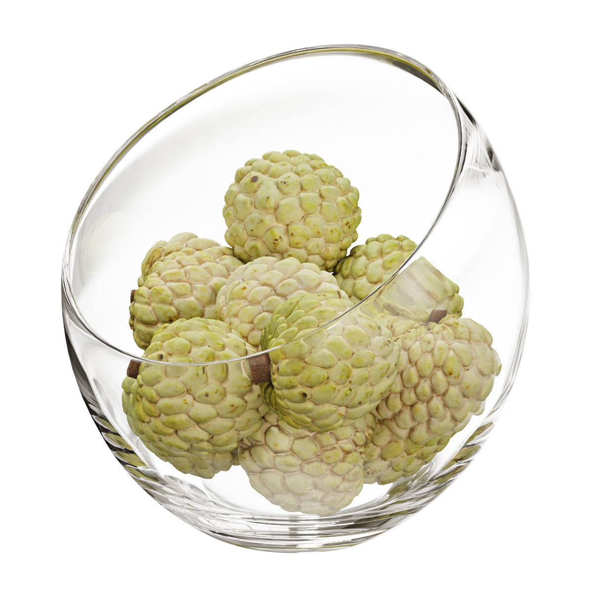 Large Slant Fruit Bowl Annona squamosa 02 3D model_5