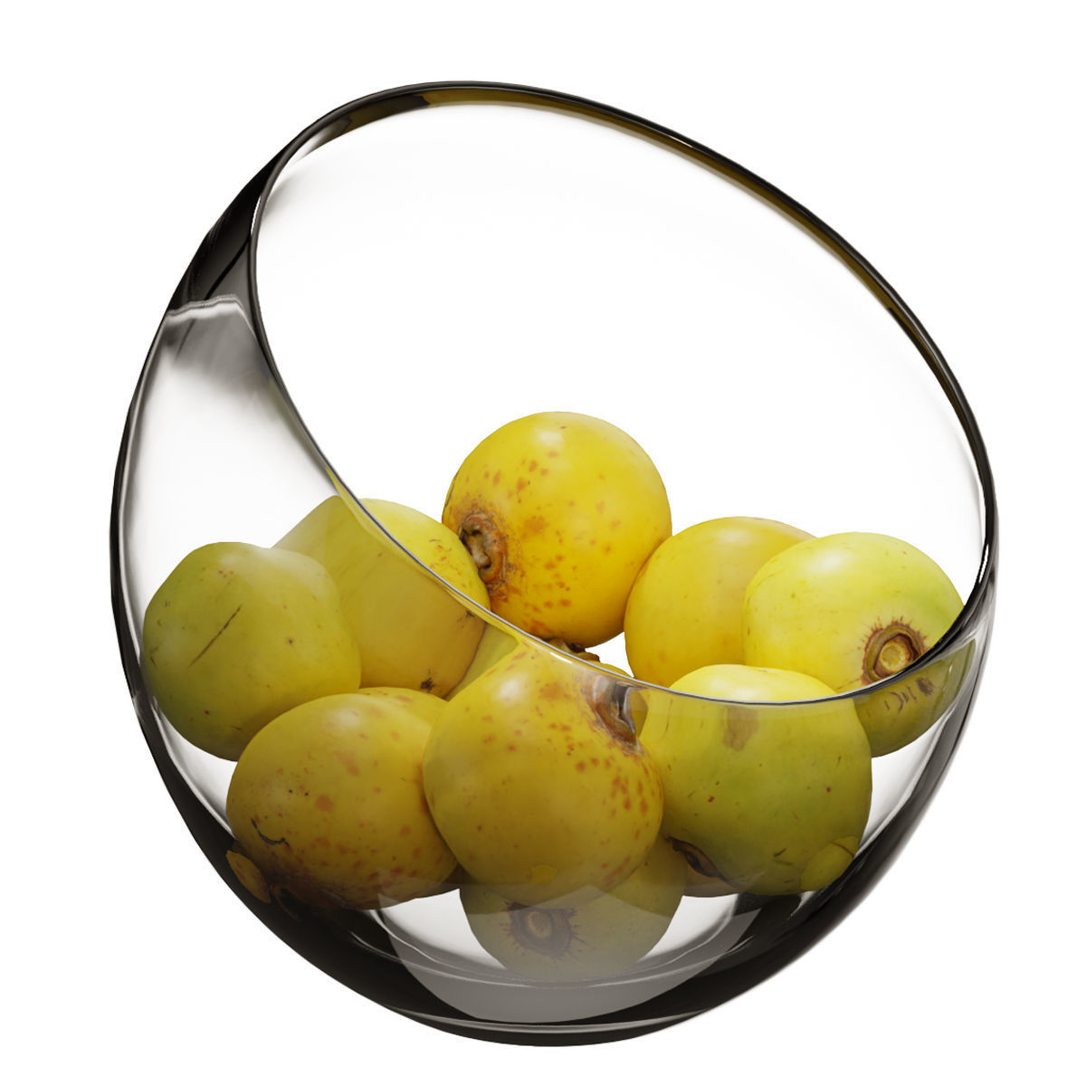 Large Slant Fruit Bowl Diospyros decandra 3D model_2