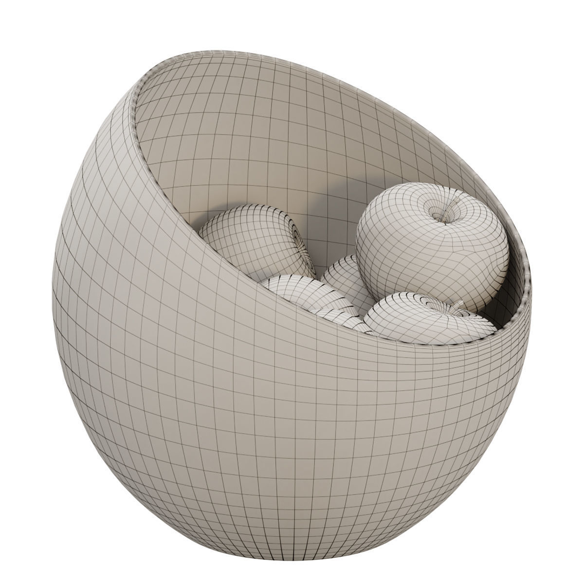 Large Slant Fruit Bowl granny smith apple 3D model_3