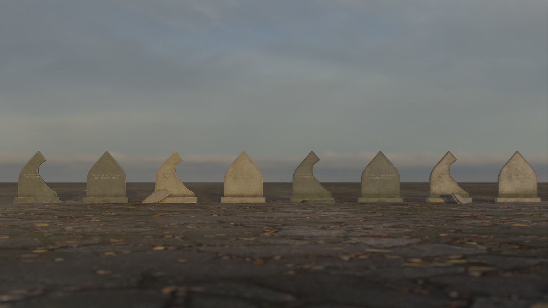 Hand Sculpted cemetery gravestones part 13 Low-poly 3D model_2