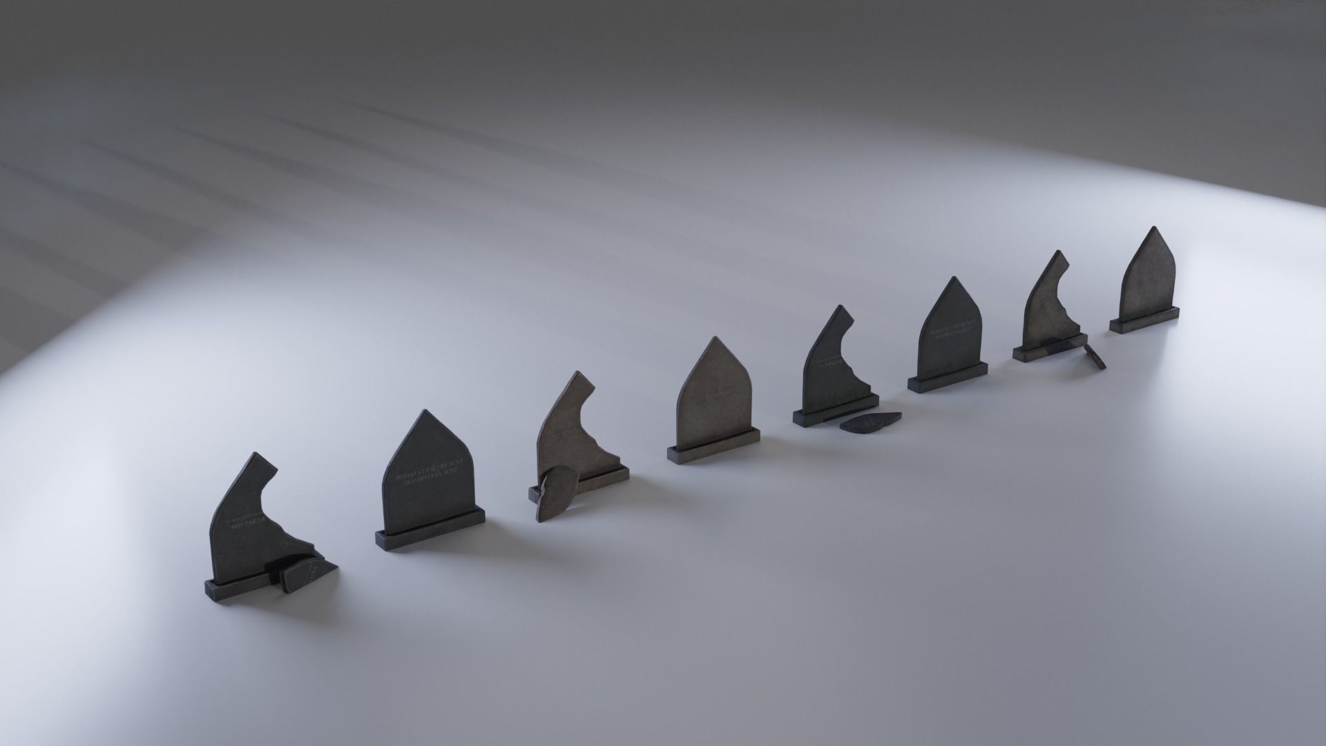 Hand Sculpted cemetery gravestones part 13 Low-poly 3D model_1