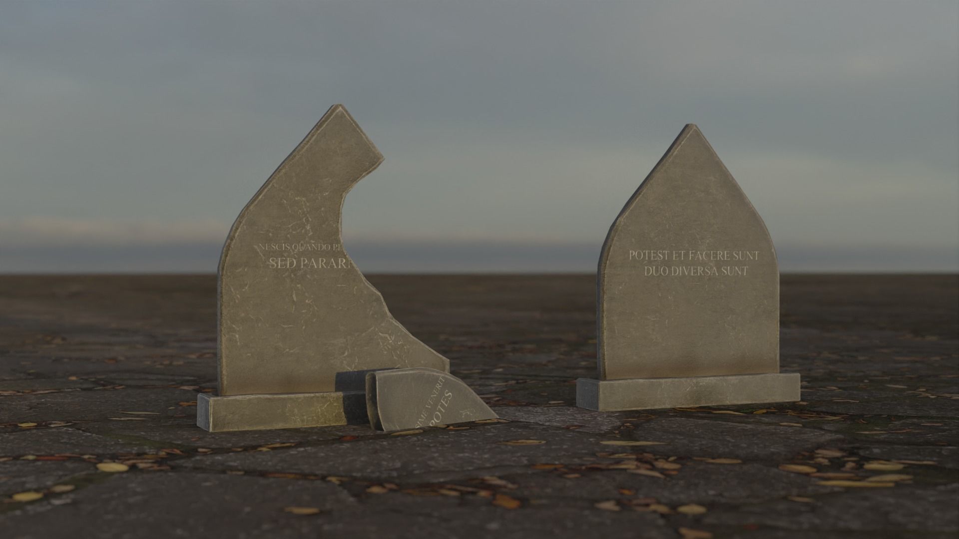 Hand Sculpted cemetery gravestones part 13 Low-poly 3D model_4