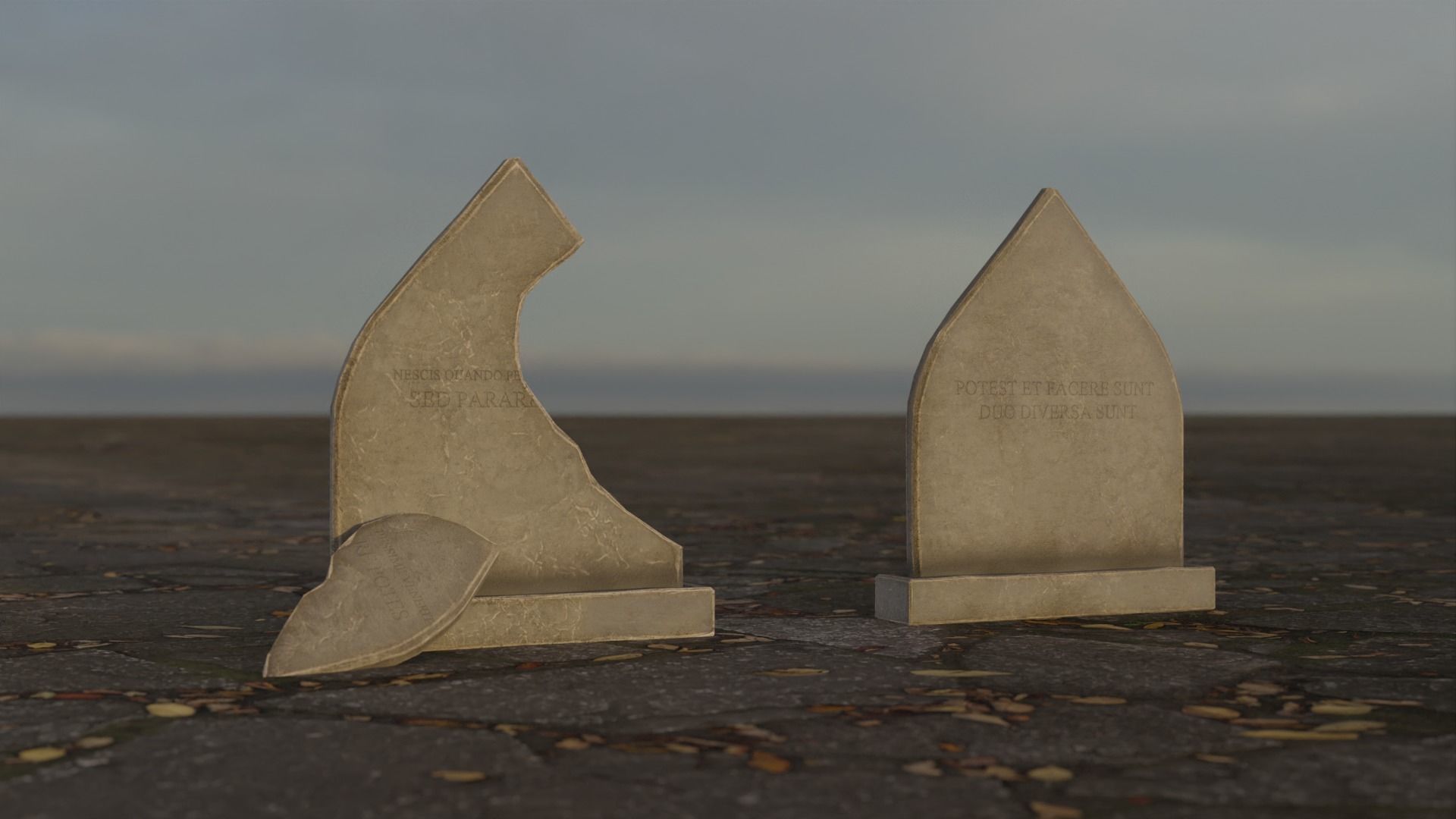Hand Sculpted cemetery gravestones part 13 Low-poly 3D model_5