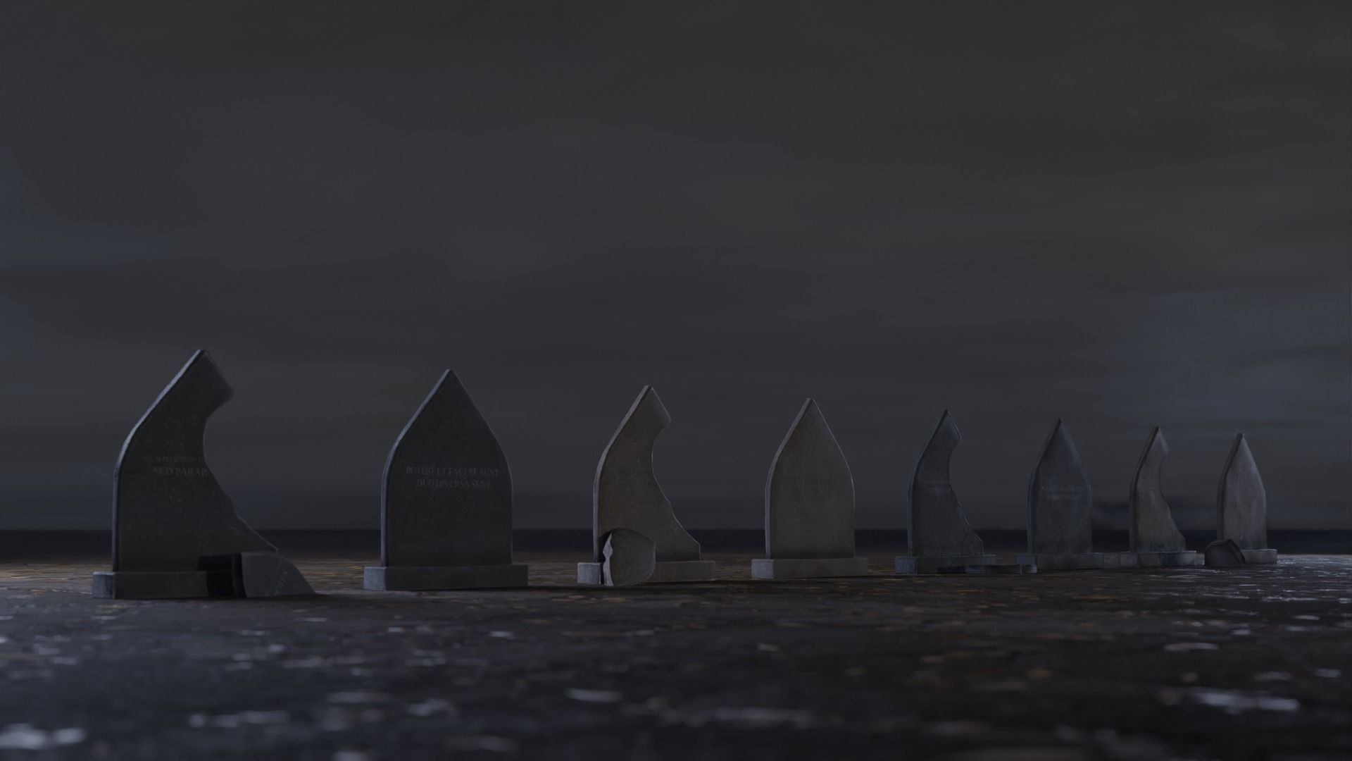 Hand Sculpted cemetery gravestones part 13 Low-poly 3D model_3