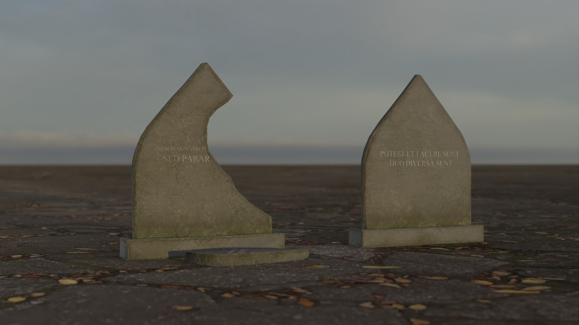 Hand Sculpted cemetery gravestones part 13 Low-poly 3D model_6