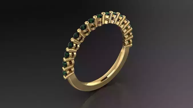 Ring 3D model gold with emerald stones