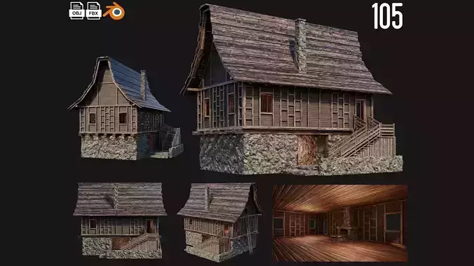 Old Medieval House Building 4K Textures GameReady 105
