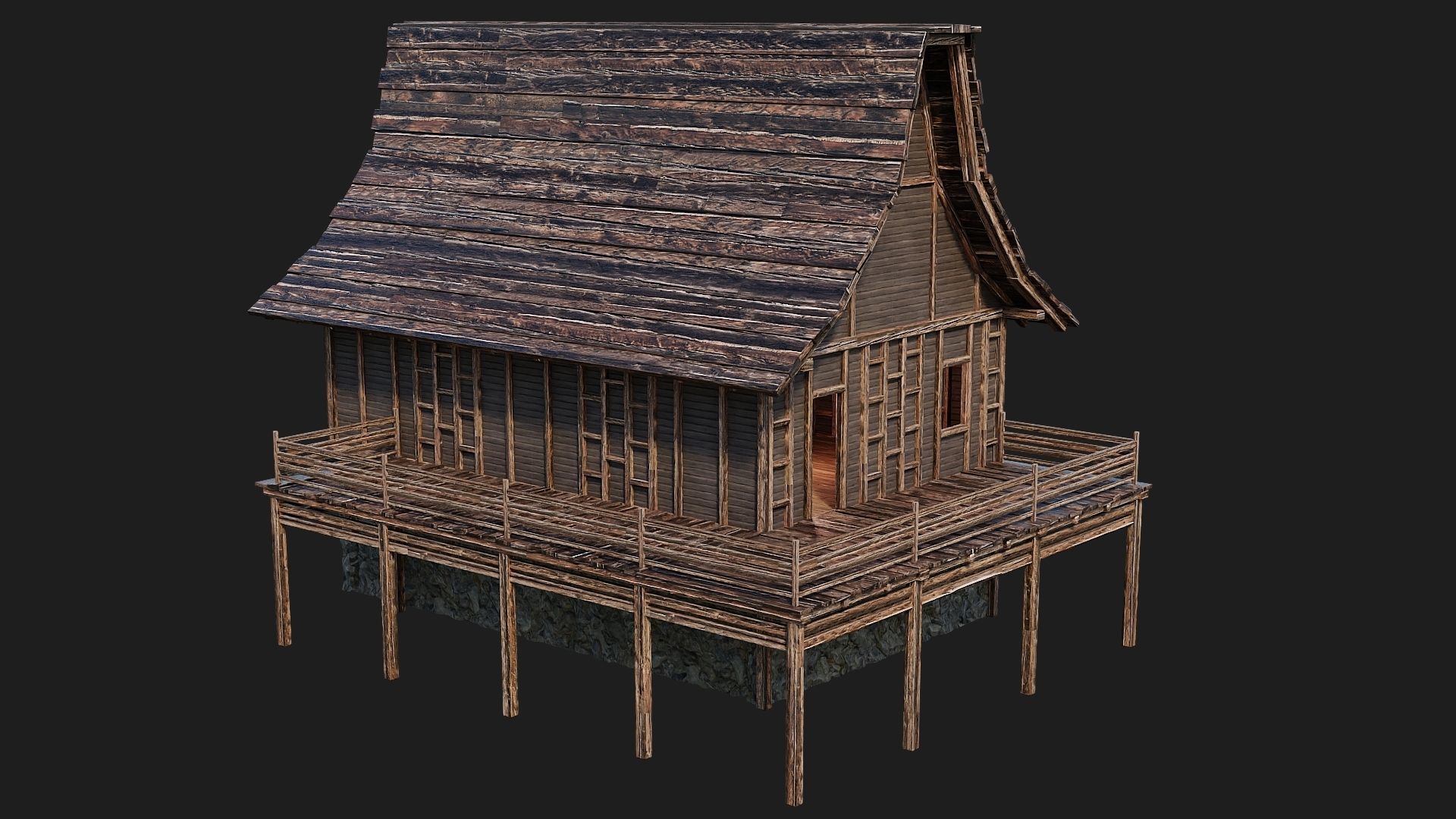 Old Medieval House Building 4K Textures GameReady 106 Low-poly 3D model_8
