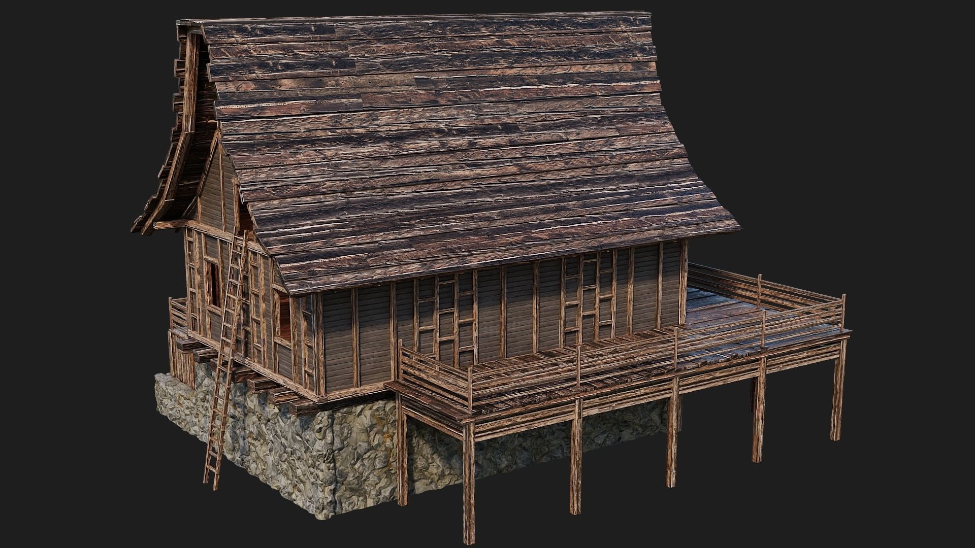 Old Medieval House Building 4K Textures GameReady 106 Low-poly 3D model_12