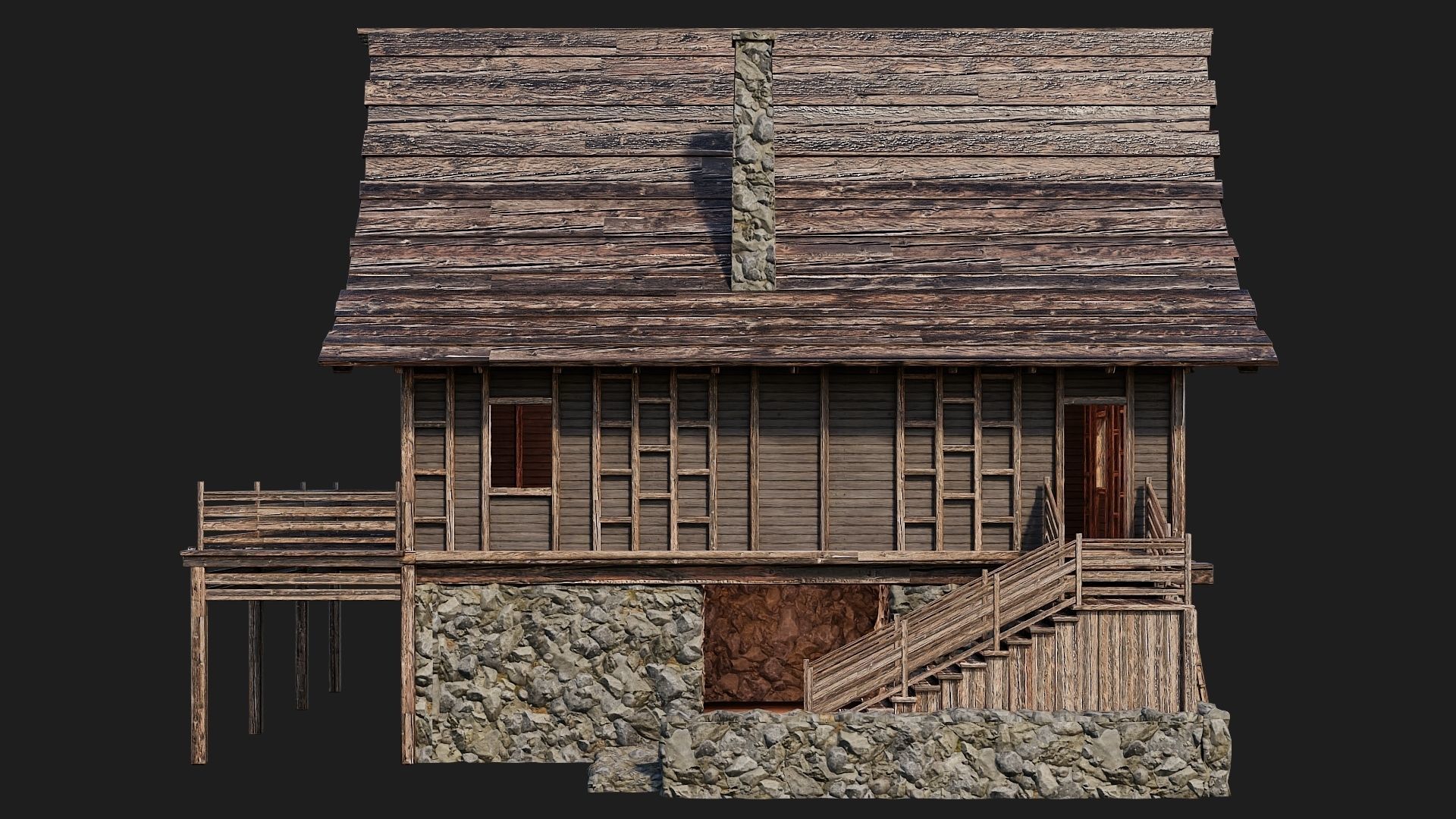 Old Medieval House Building 4K Textures GameReady 106 Low-poly 3D model_2
