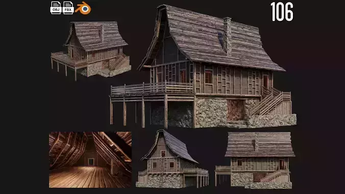 Old Medieval House Building 4K Textures GameReady 106