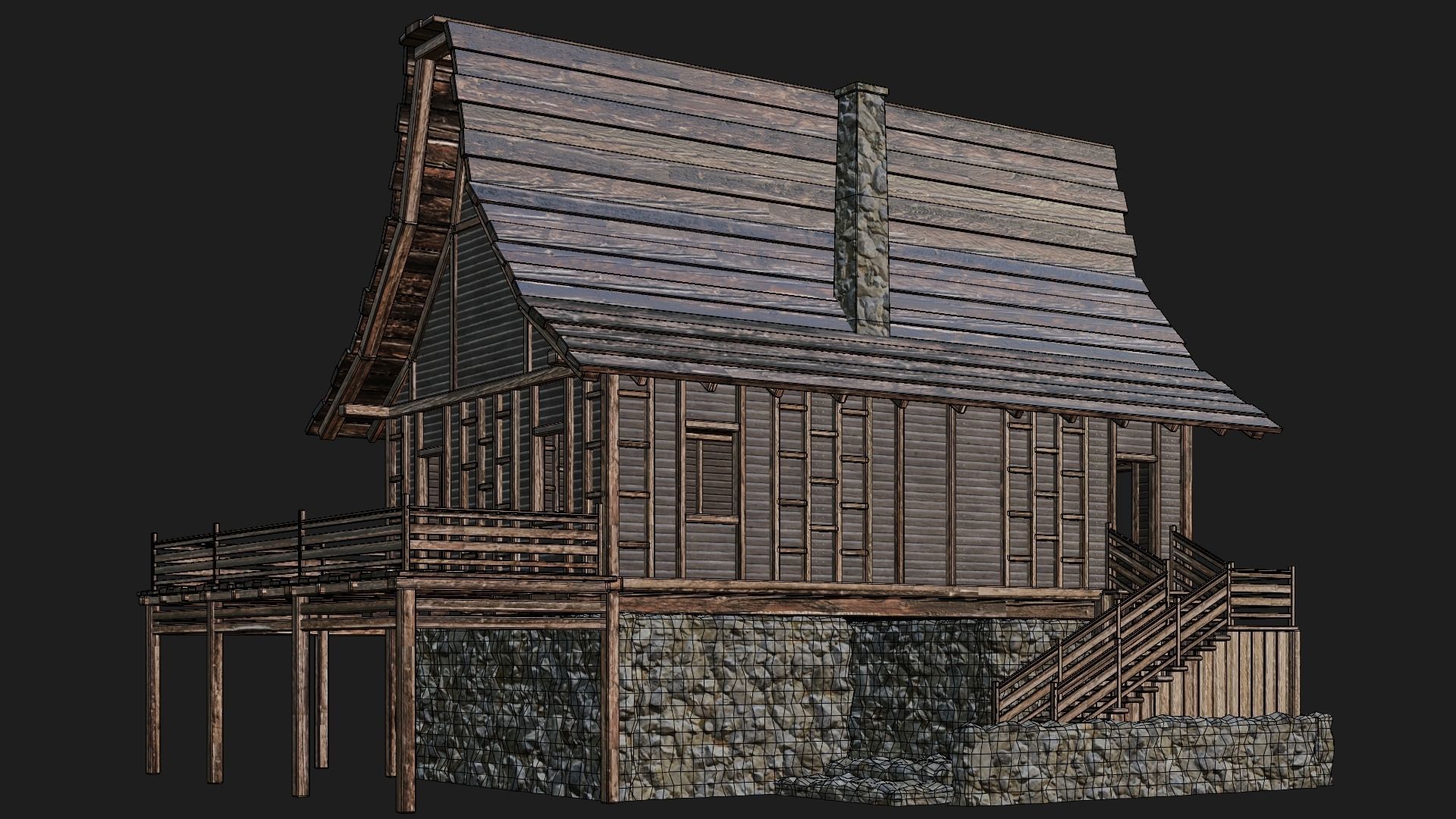 Old Medieval House Building 4K Textures GameReady 106 Low-poly 3D model_6