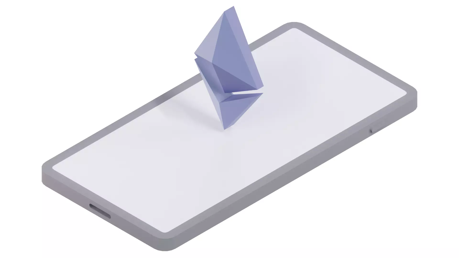 Phone with Ethereum floating on its side 3D model