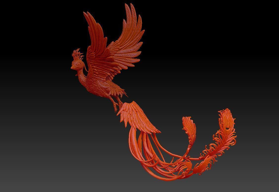 phoenix peacock  firebird  3D print model_7