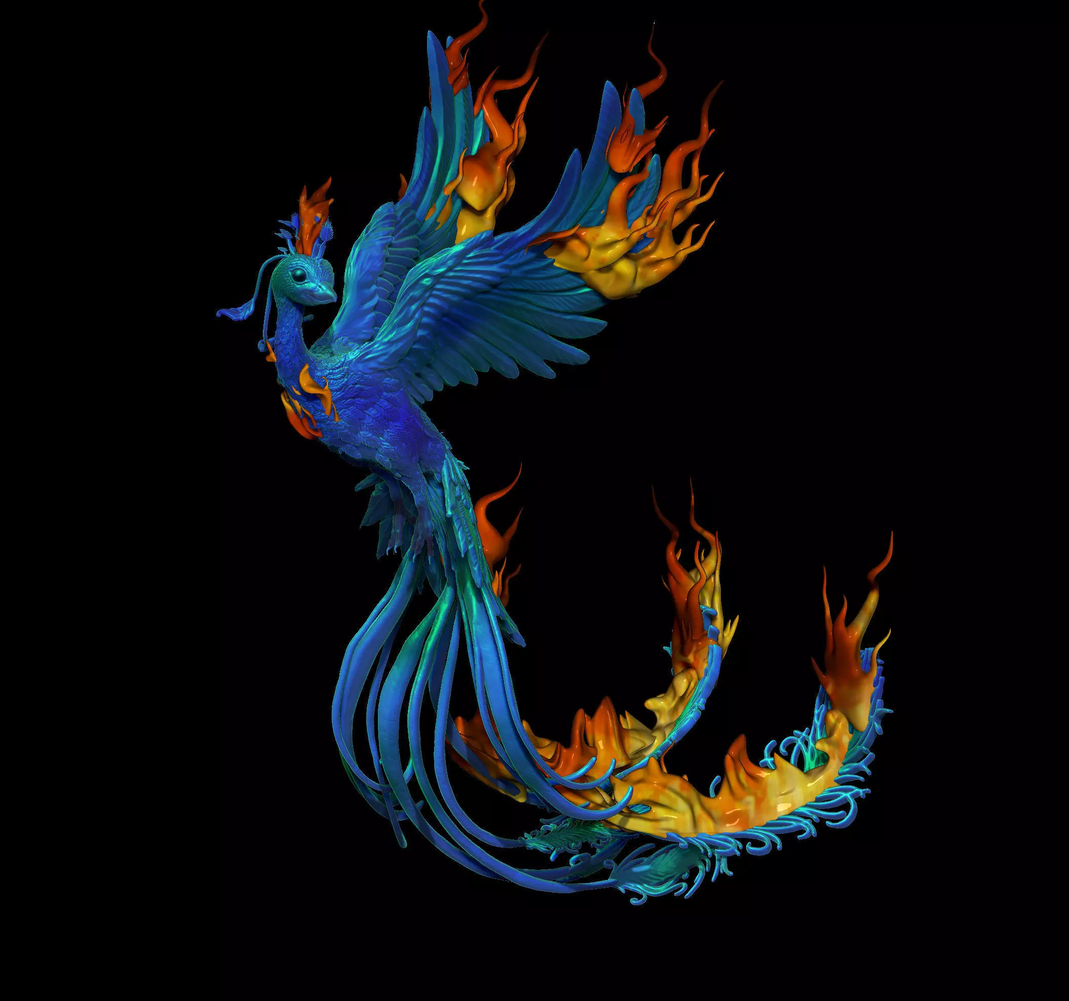 phoenix peacock  firebird  3D print model_0