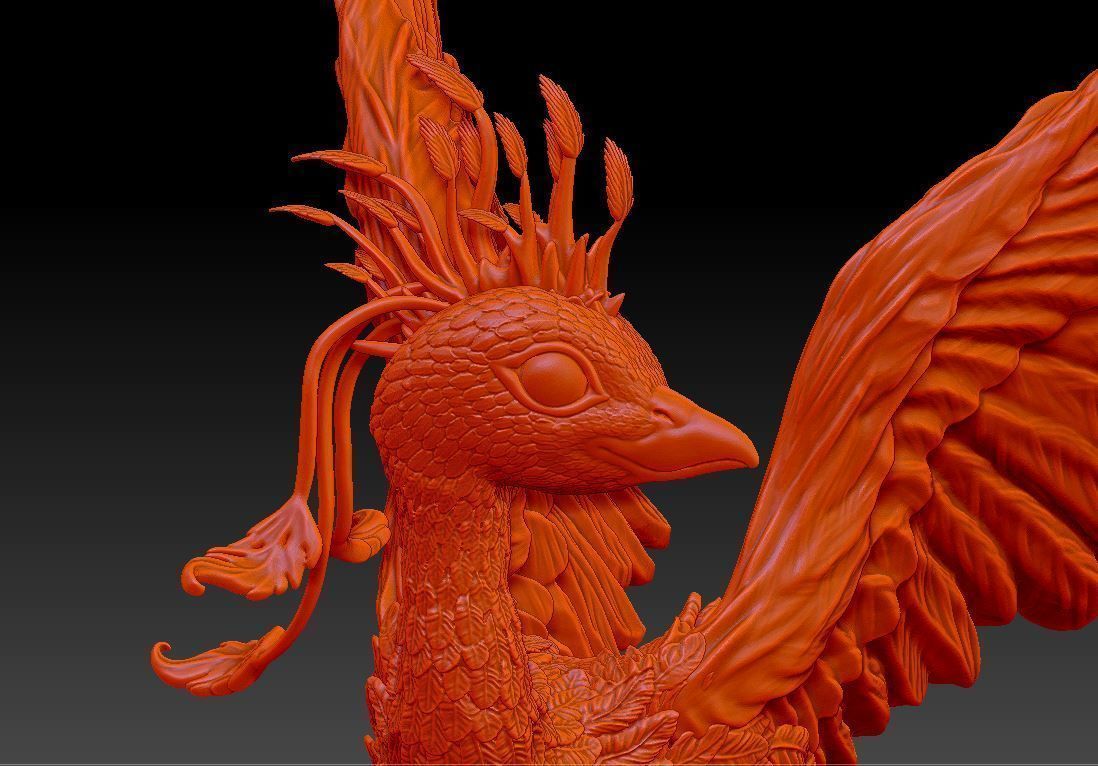phoenix peacock  firebird  3D print model_3