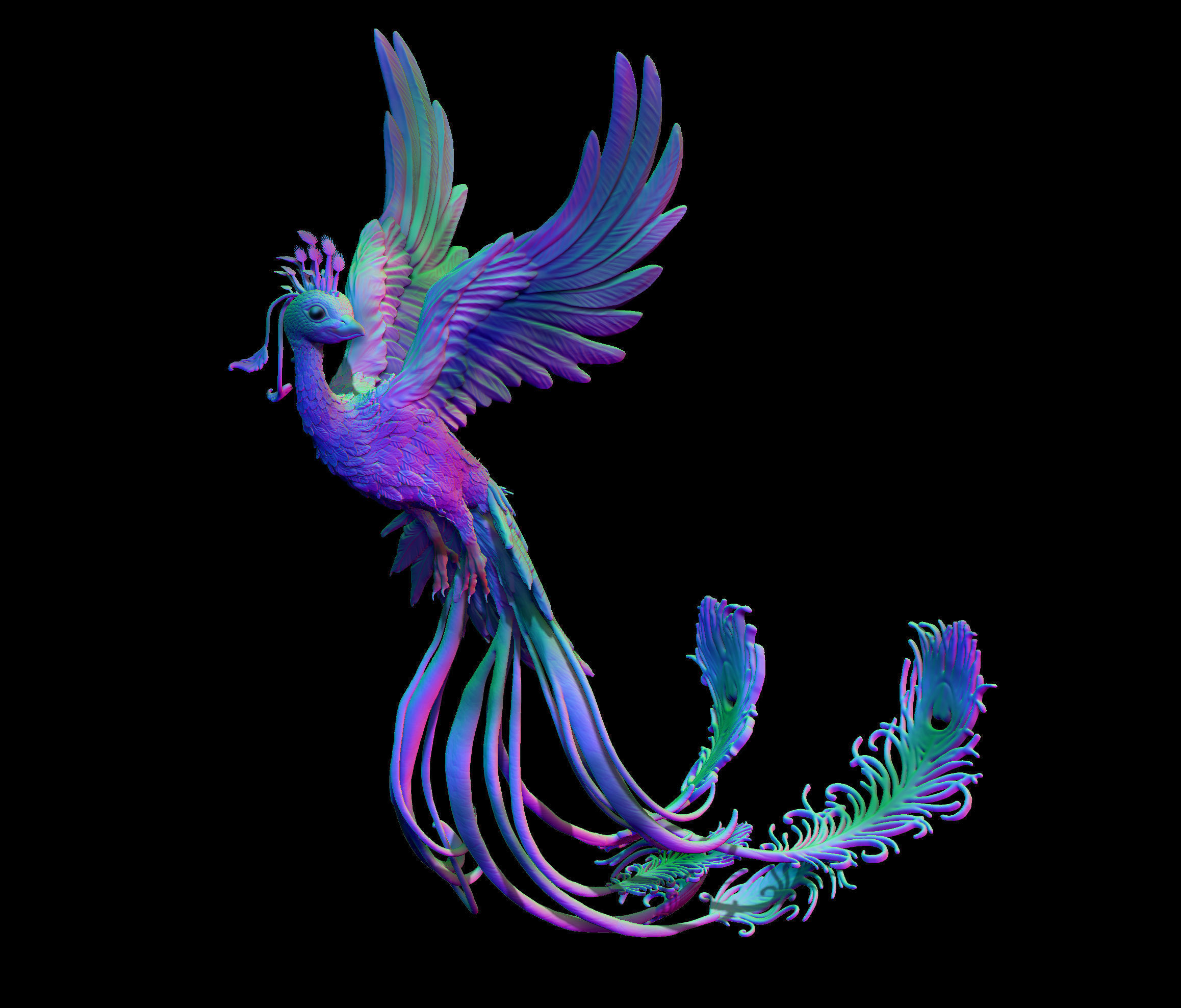 phoenix peacock  firebird  3D print model_1