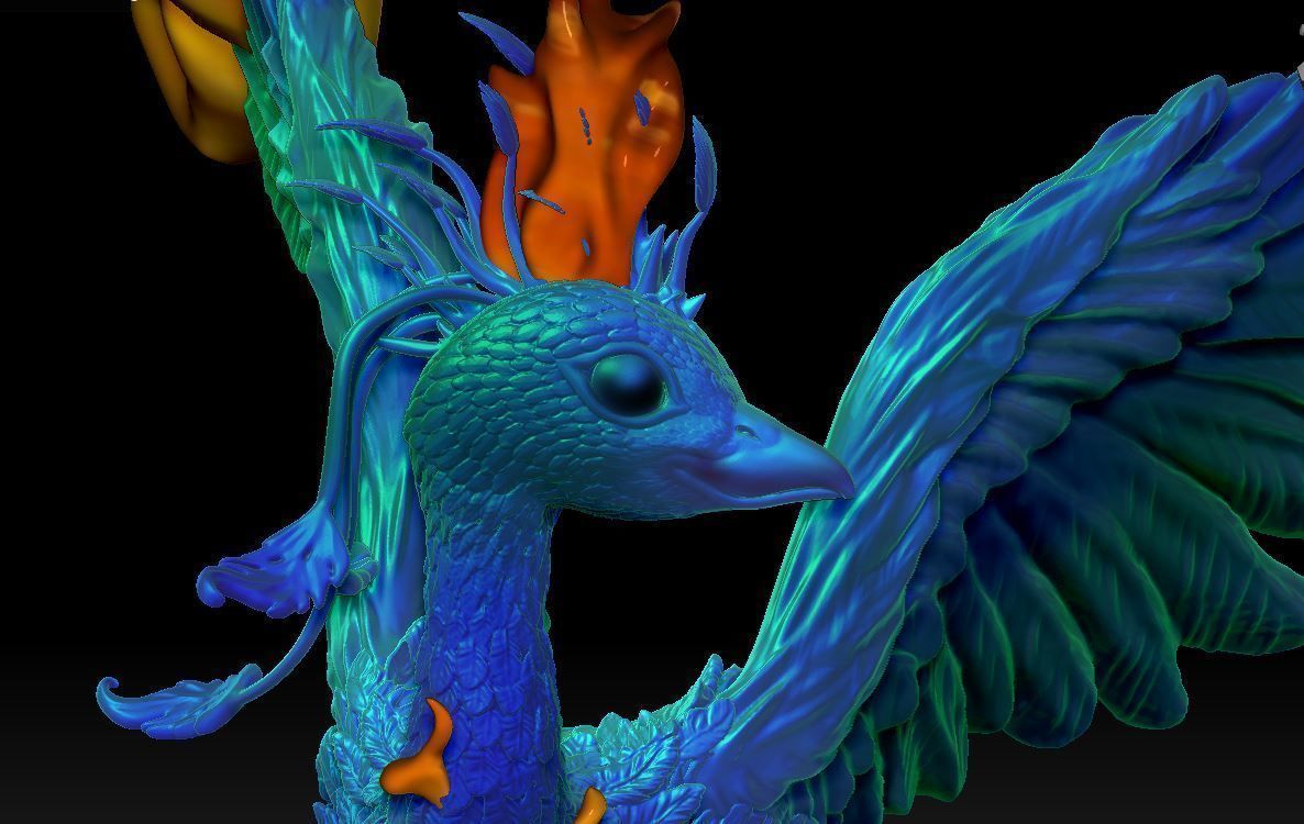 phoenix peacock  firebird  3D print model_9
