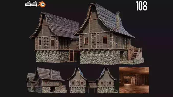 Old Medieval House Building 4K Textures GameReady 108