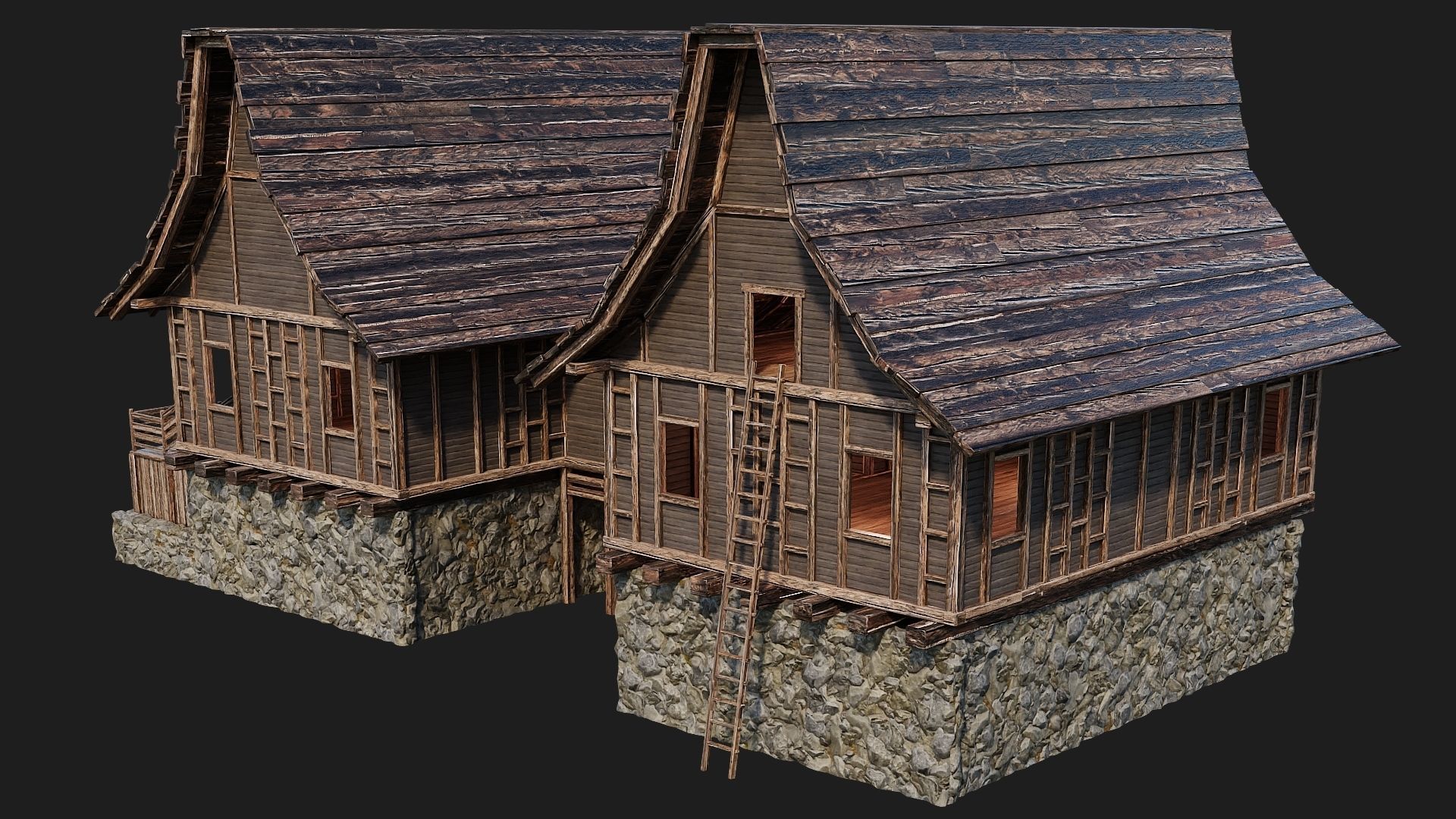 Old Medieval House Building 4K Textures GameReady 108 Low-poly 3D model_12