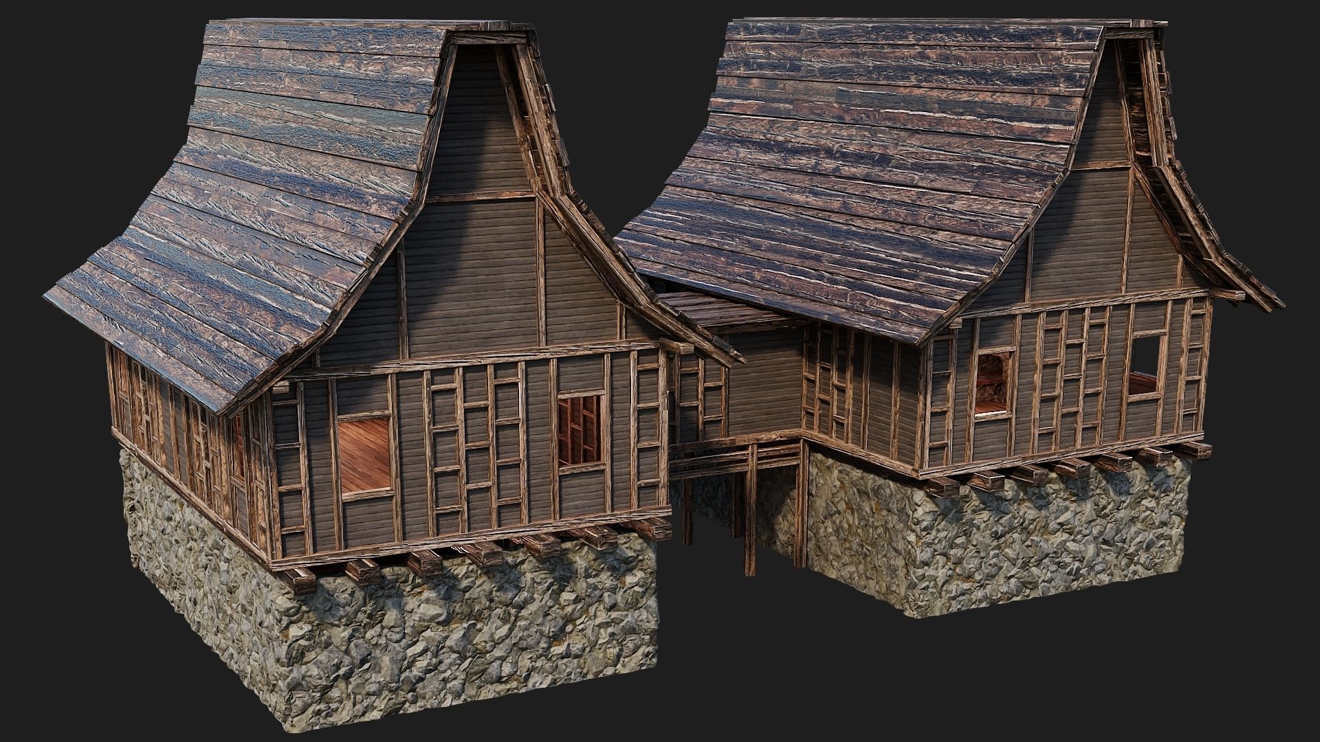 Old Medieval House Building 4K Textures GameReady 108 Low-poly 3D model_5