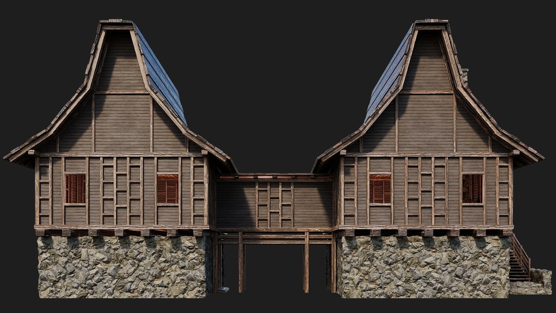 Old Medieval House Building 4K Textures GameReady 108 Low-poly 3D model_8