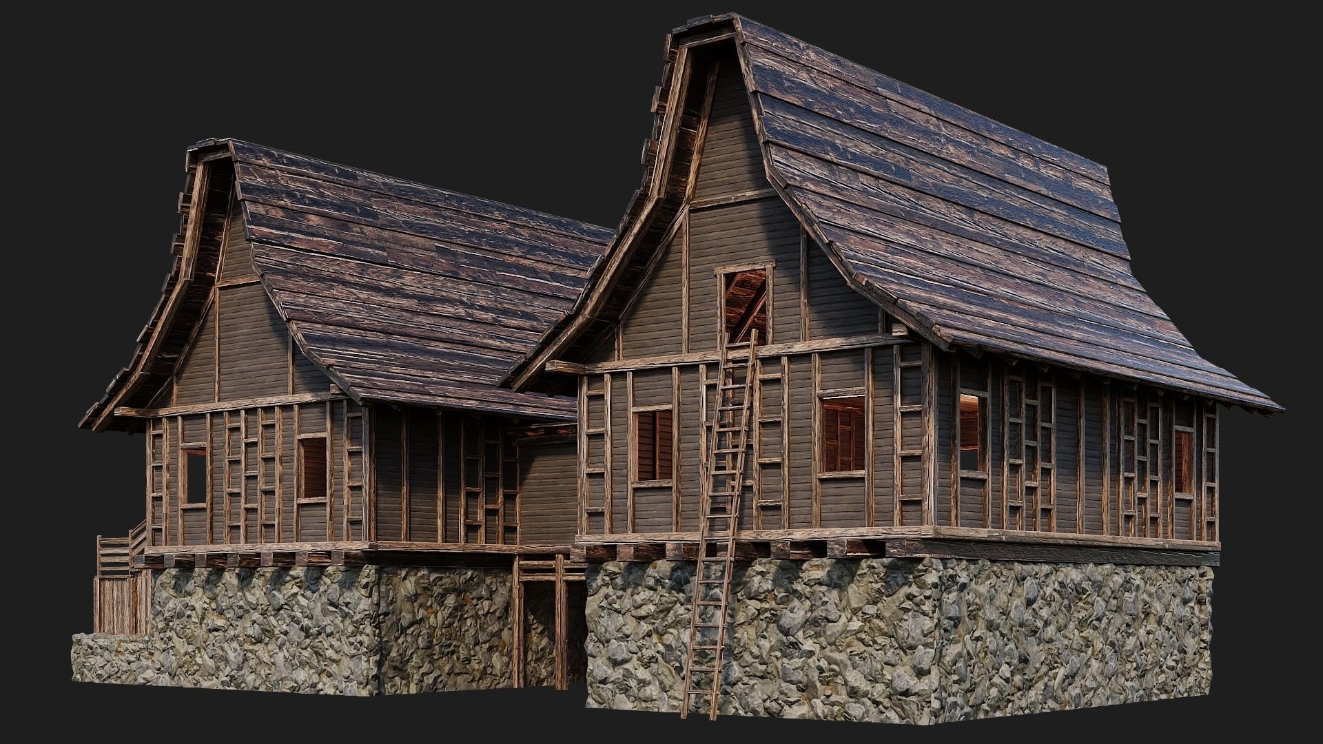 Old Medieval House Building 4K Textures GameReady 108 Low-poly 3D model_3