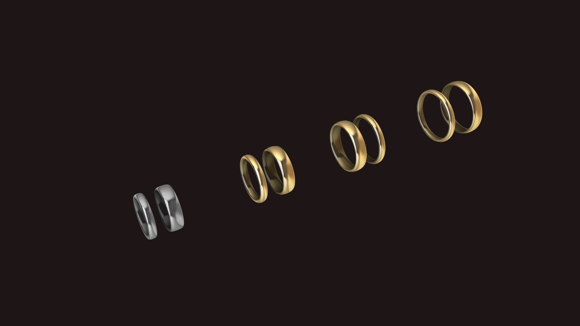 4 sizes dual wedding bands stl verified 3D print model_59