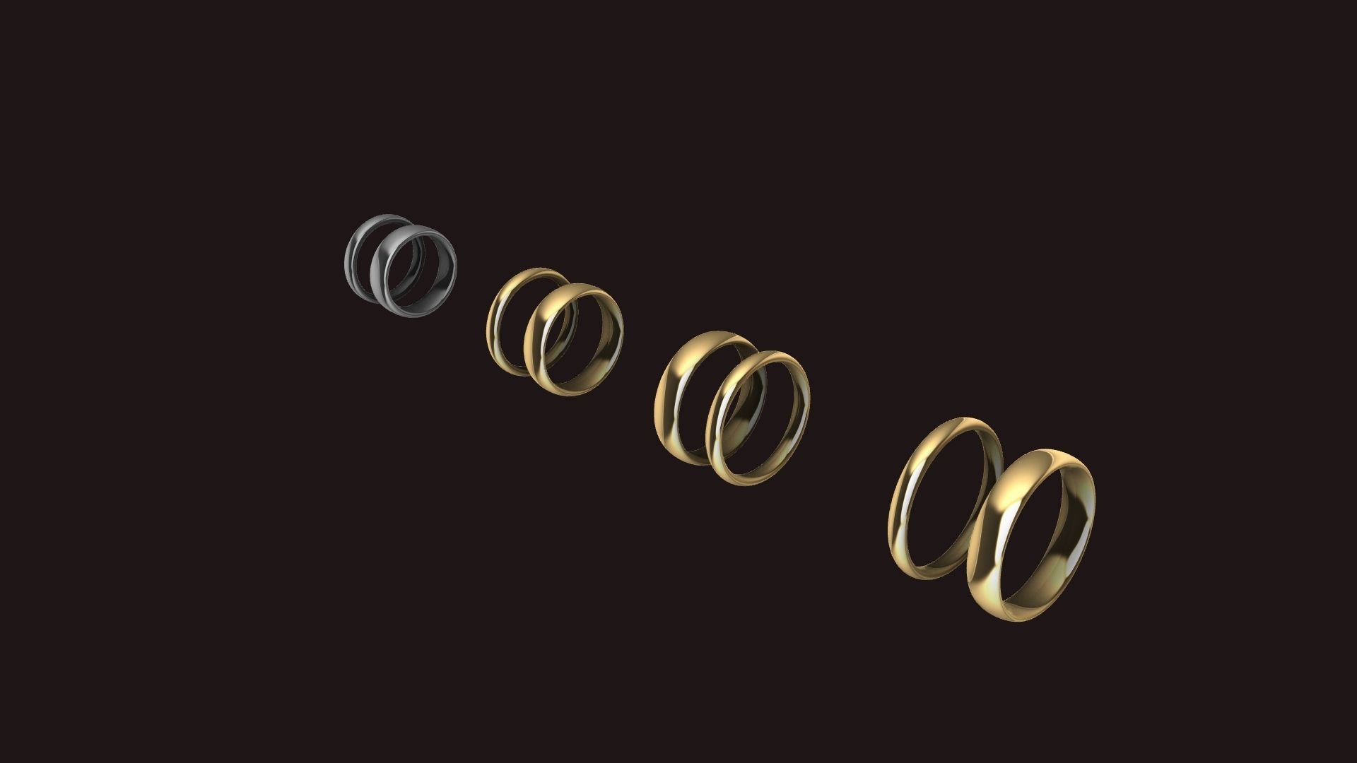 4 sizes dual wedding bands stl verified 3D print model_67