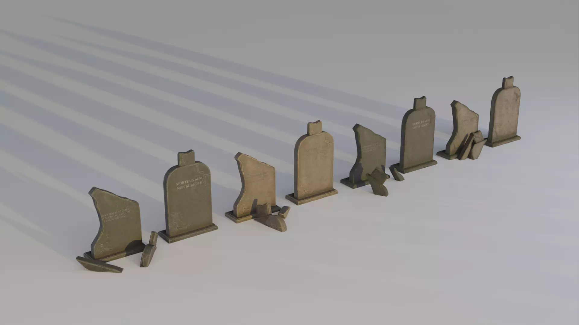 Hand Sculpted cemetery gravestones part 14 Low-poly 3D model_0