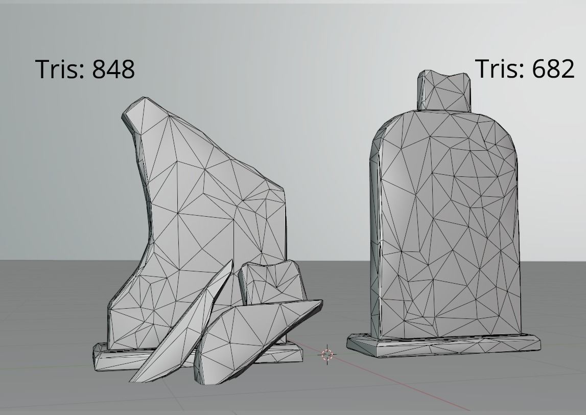 Hand Sculpted cemetery gravestones part 14 Low-poly 3D model_8