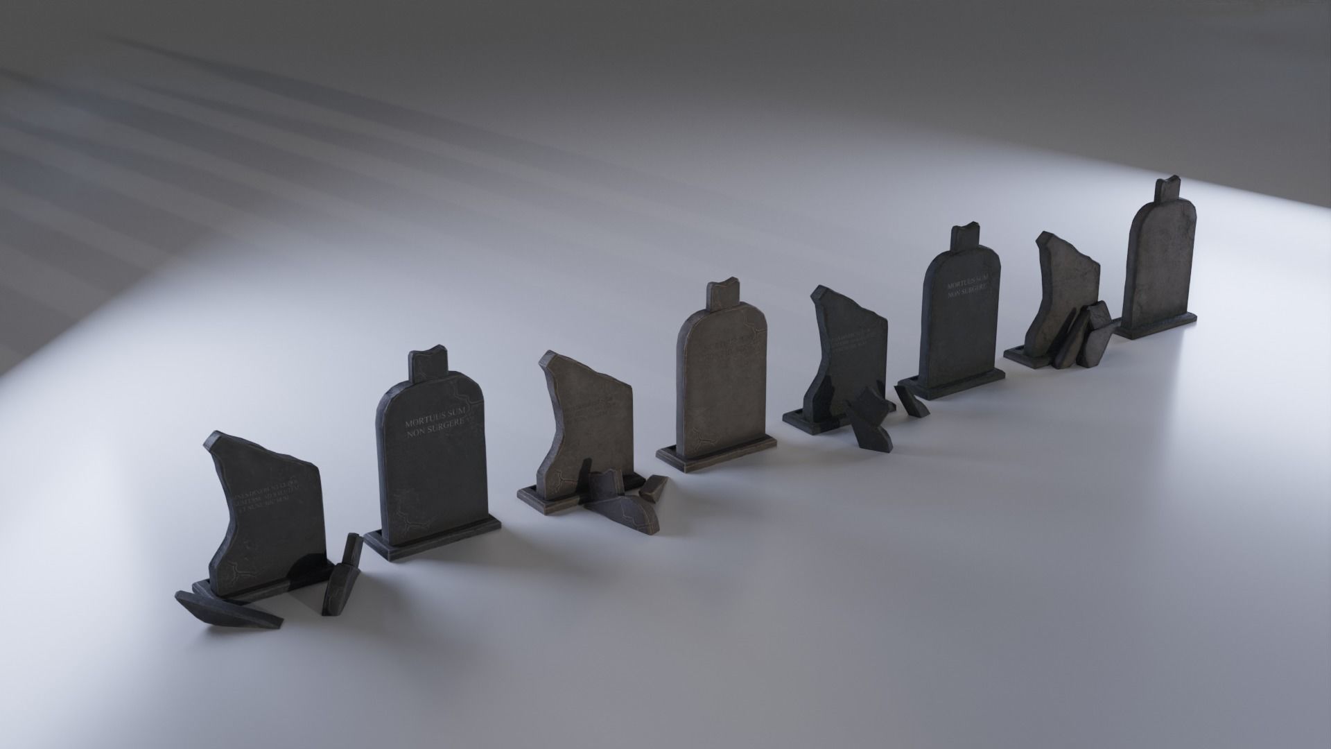 Hand Sculpted cemetery gravestones part 14 Low-poly 3D model_1